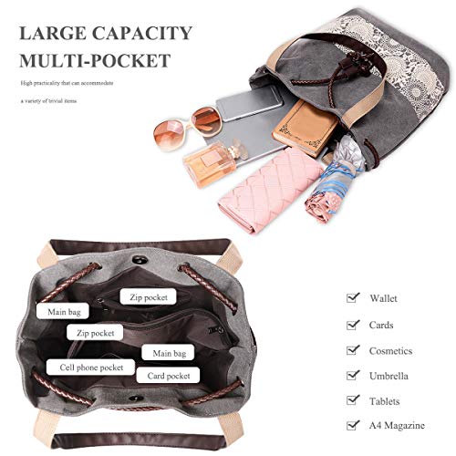 NICOLE & DORIS Student Canvas Women's Bucket Bag