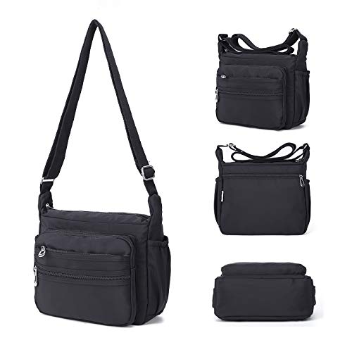 Waterproof Crossbody Bag for Women - Multi Pocket Designer Handbag, Black