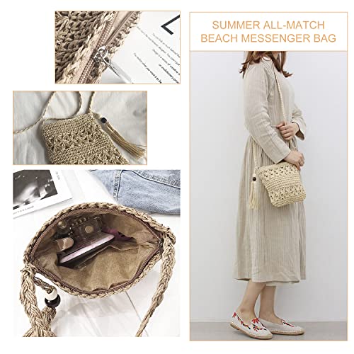 NINVVS Ladies Straw Bag: Shell Keychain & Cherry Blossom
