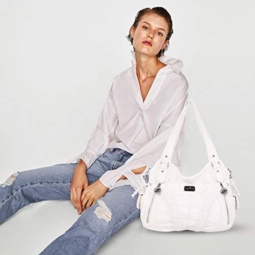 NICOLE & DORIS White PU Leather Designer Handbag