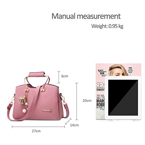 Pink Leather Women's Designer Handbag with Long Strap