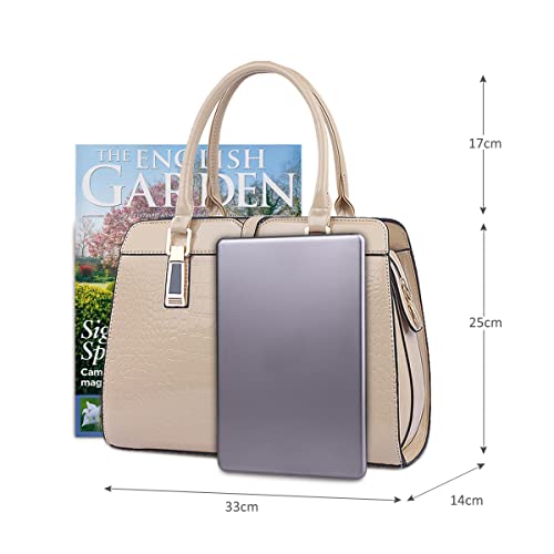 Nicole&Doris Fashion Handbag: Patent Leather Messenger (Khaki)