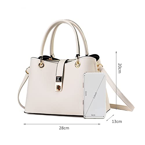 Elegant White Designer Handbag with Multiple Compartments