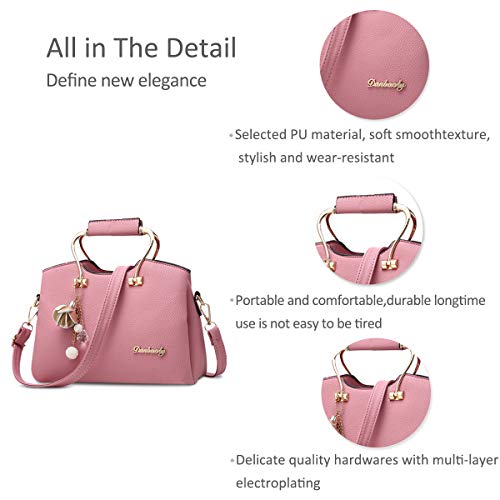 Pink Leather Women's Designer Handbag with Long Strap