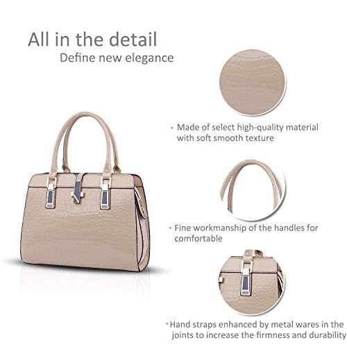 Nicole&Doris Fashion Handbag: Patent Leather Messenger (Khaki)
