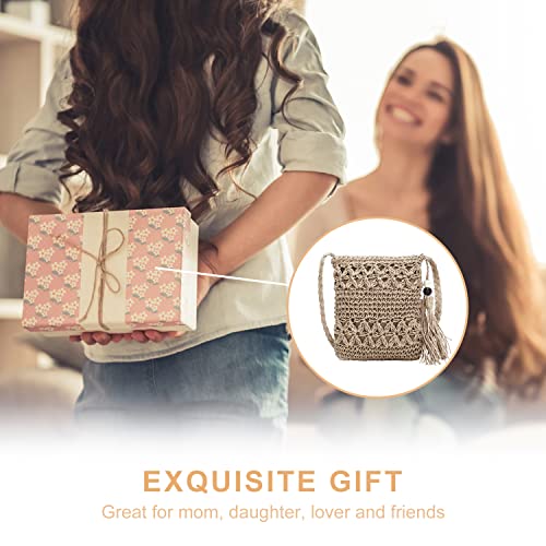 NINVVS Ladies Straw Bag: Shell Keychain & Cherry Blossom