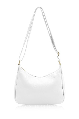 Soft Leather Italian Designer Cross Body Bag for Women (White)