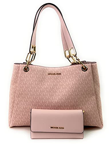 Michael Kors Trisha Large Shoulder Bag + Wallet (Dark Powder Blush)