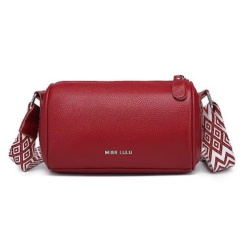 Miss Lulu Red Leather Crossbody Shoulder Bag