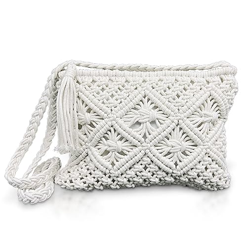 MIVAIUN White Women's Straw Clutch Shoulder Bag