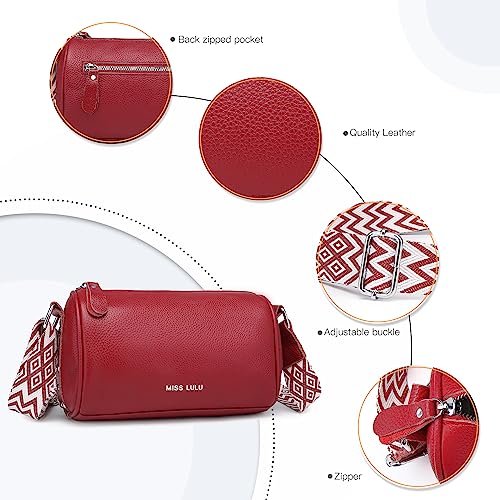 Miss Lulu Red Leather Crossbody Shoulder Bag