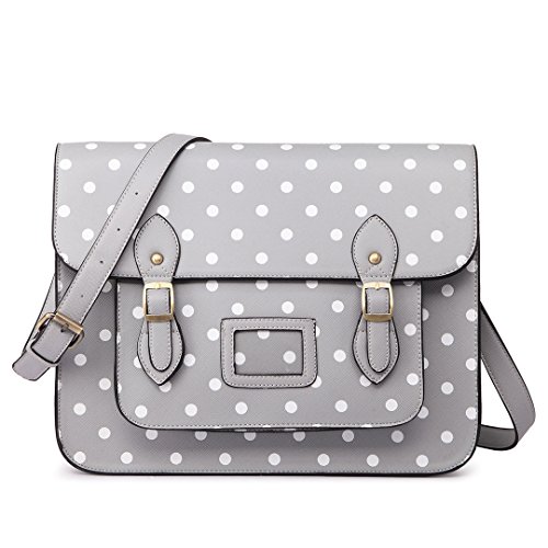 Miss Lulu Polka Dot Faux Leather Satchel Handbag