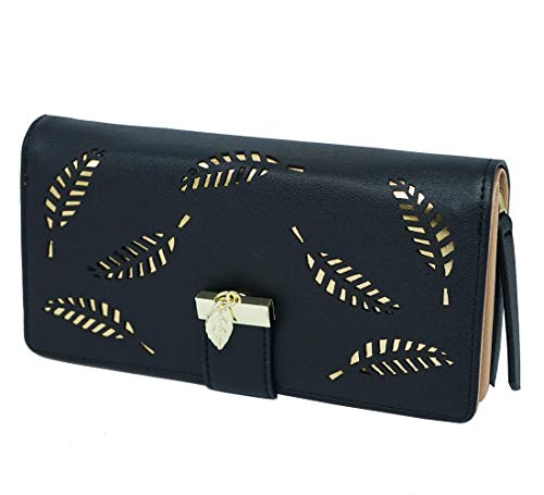 Molylove Women's Leather Leaf Pattern Bifold Handbag