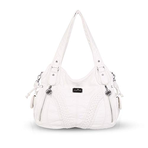 NICOLE & DORIS White PU Leather Designer Handbag