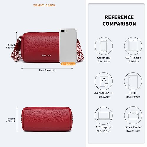 Miss Lulu Red Leather Crossbody Shoulder Bag