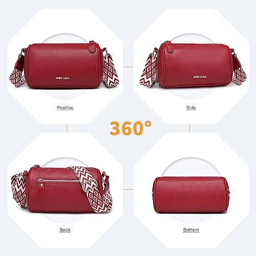 Miss Lulu Red Leather Crossbody Shoulder Bag