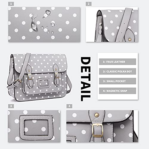 Miss Lulu Polka Dot Faux Leather Satchel Handbag