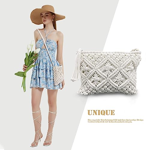 MIVAIUN White Women's Straw Clutch Shoulder Bag