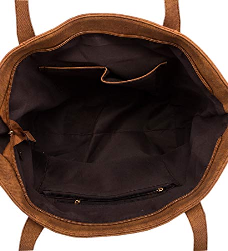 MORGLOVE Black Leather Designer Tote for Women