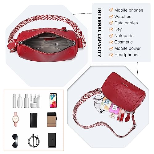 Miss Lulu Red Leather Crossbody Shoulder Bag