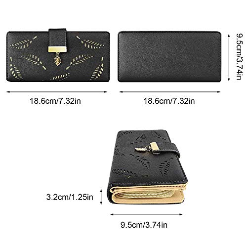 Molylove Women's Leather Leaf Pattern Bifold Handbag