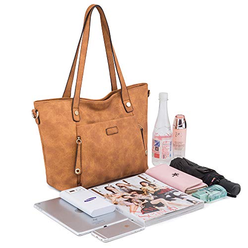 MORGLOVE Black Leather Designer Tote for Women