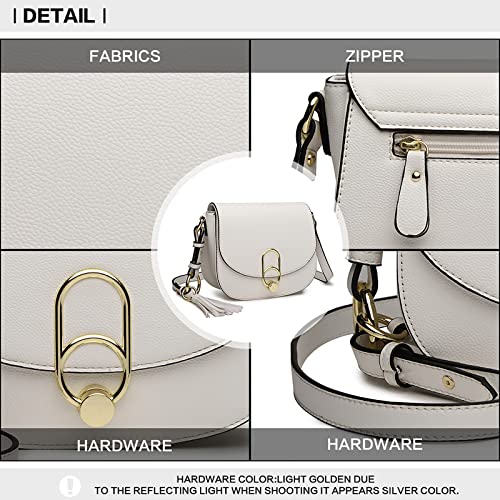 Miss Lulu Fashion Tassel Crossbody Handbag with Lock (White)