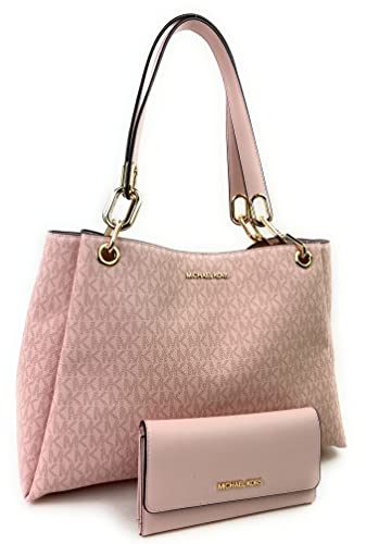 Michael Kors Trisha Large Shoulder Bag + Wallet (Dark Powder Blush)