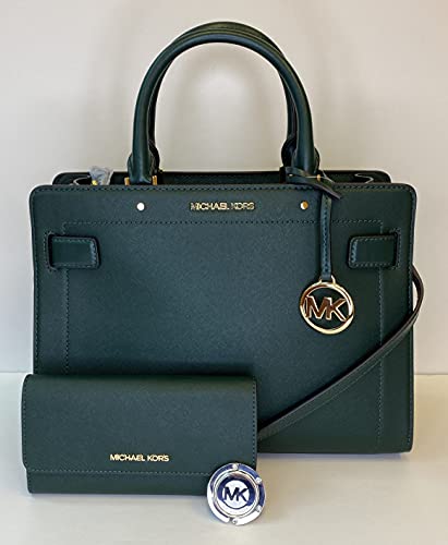 Michael Kors Racing Green Satchel with Wallet & Purse Hook