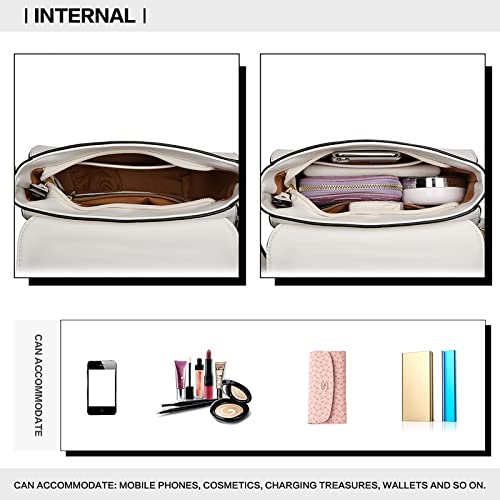 Miss Lulu Fashion Tassel Crossbody Handbag with Lock (White)