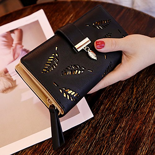 Molylove Women's Leather Leaf Pattern Bifold Handbag