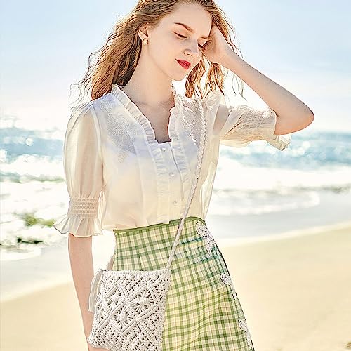 MIVAIUN White Women's Straw Clutch Shoulder Bag