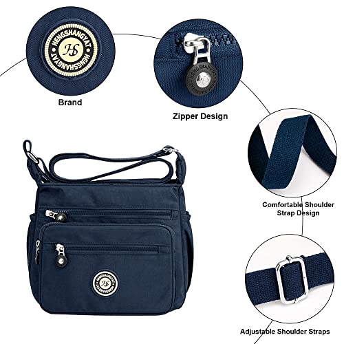 Blue Canvas Milky Way Women's Multi-Pocket Shoulder Bag