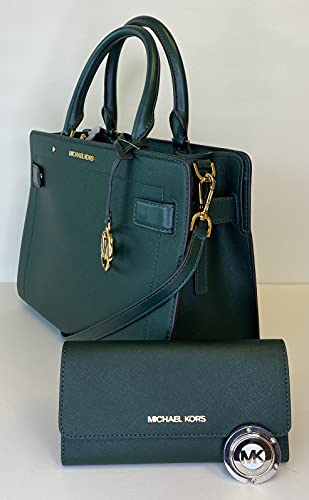 Michael Kors Racing Green Satchel with Wallet & Purse Hook