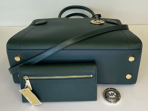 Michael Kors Racing Green Satchel with Wallet & Purse Hook