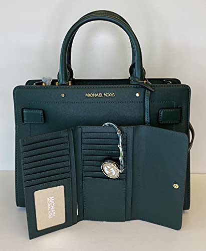 Michael Kors Racing Green Satchel with Wallet & Purse Hook