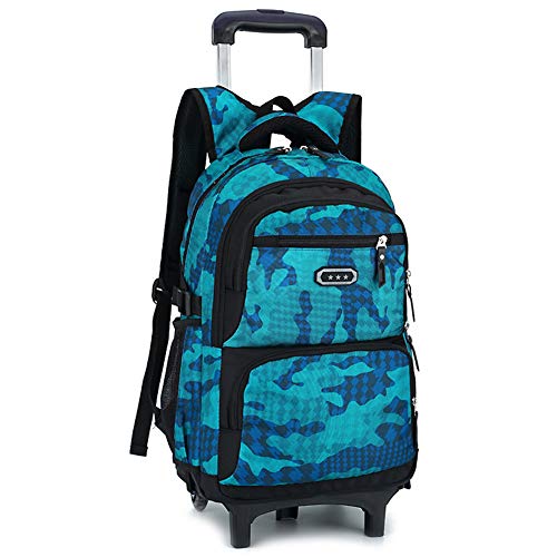 LAMOGRAFY Camo Kids Rolling Backpack Trolley - Blue