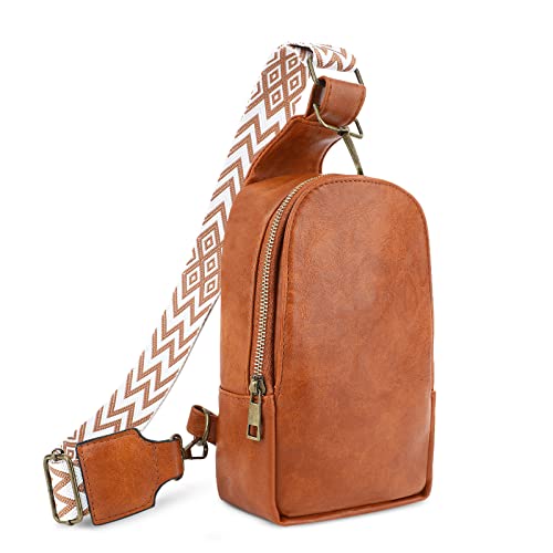 Women's Leather Crossbody Bag with Boho Guitar Strap