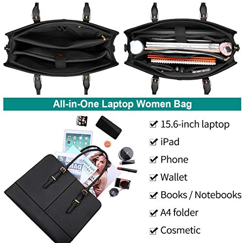 Lubardy Women's Leather Laptop Tote Bag