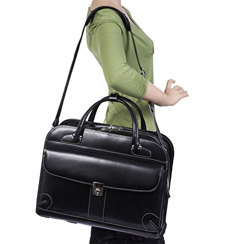 Lakewood Damen Black Leather Laptop Bag - McKlein
