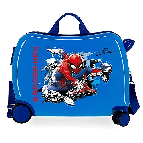 Spiderman Kids Rolling Suitcase - Blue Design, Lightweight
