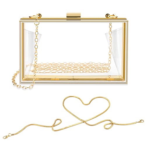 Women's Clear Acrylic Clutch Bag with Detachable Chains