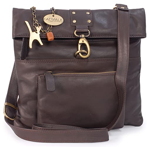 Dark Brown Leather Crossbody Bag - Adjustable Strap - Catwalk Collection