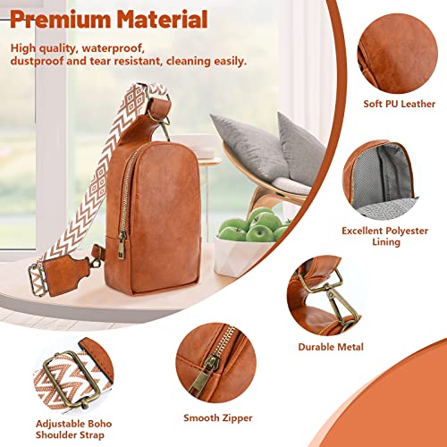 Women's Leather Crossbody Bag with Boho Guitar Strap