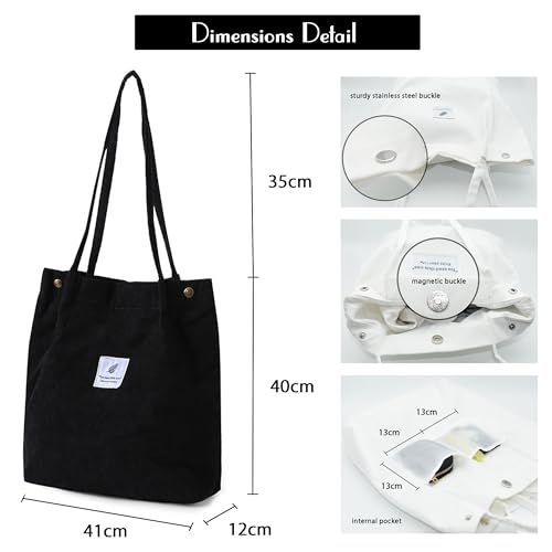 MAGOSIS Large Corduroy Tote Bag for Women