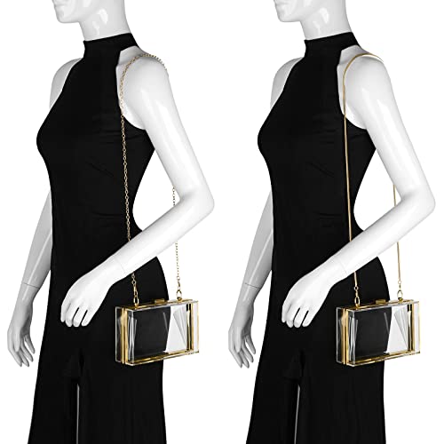 Women's Clear Acrylic Clutch Bag with Detachable Chains
