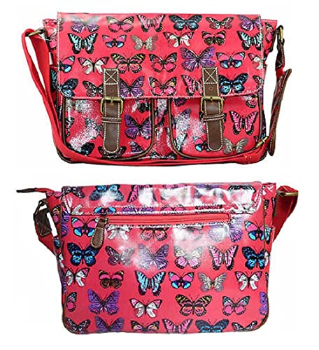 Lightweight, robust satchel bag with butterfly motif