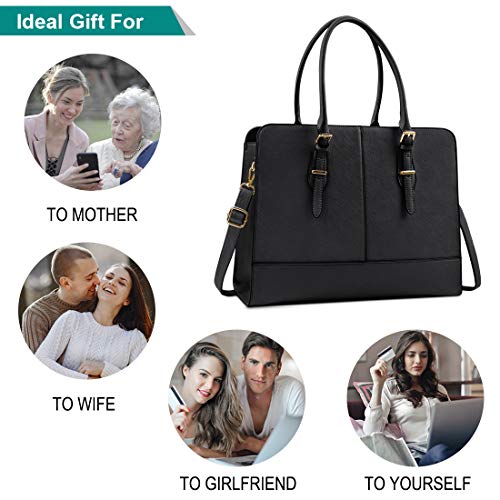 Lubardy Women's Leather Laptop Tote Bag
