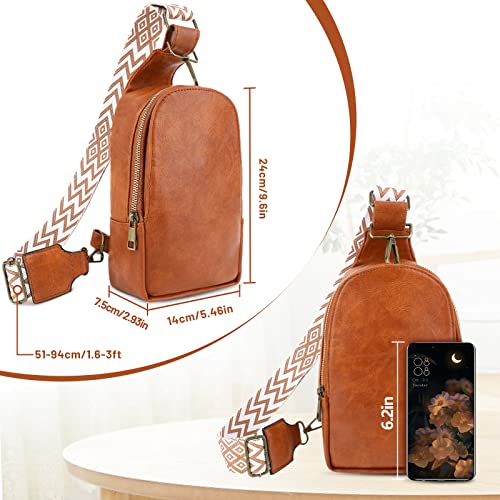 Women's Leather Crossbody Bag with Boho Guitar Strap