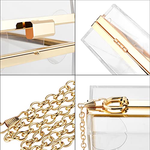 Women's Clear Acrylic Clutch Bag with Detachable Chains
